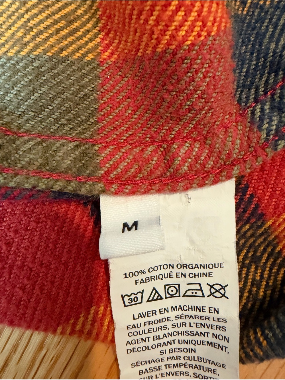 L.L. Bean Men's Red/Blue Multi Plaid Flannel Shirt Organic Cotton - Picture 4 of 5